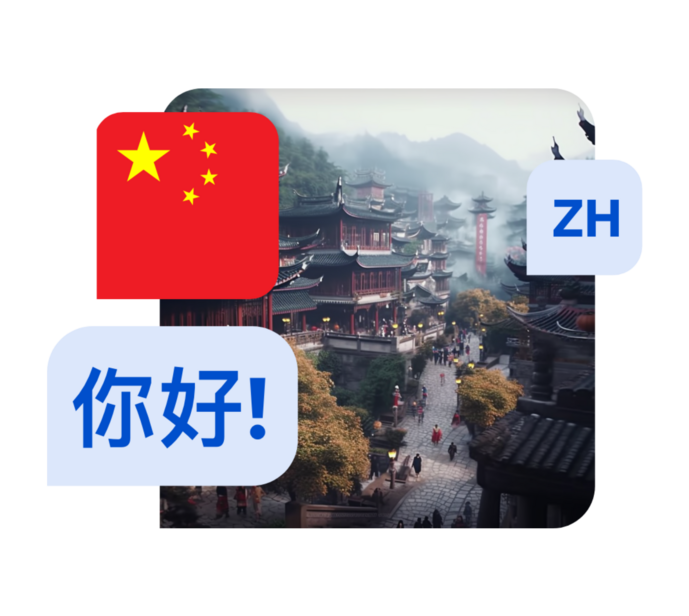 Language Chinese - image of Chinese characters and the country
